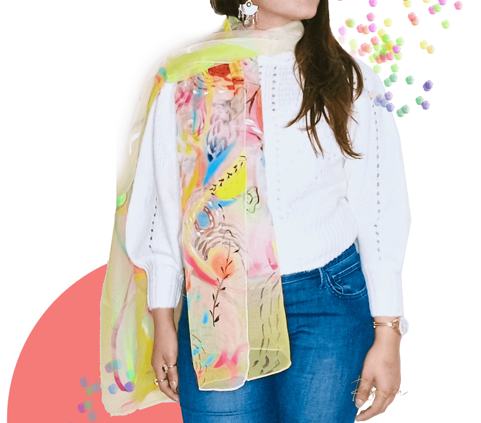 Hand-painted scarf by Roseum