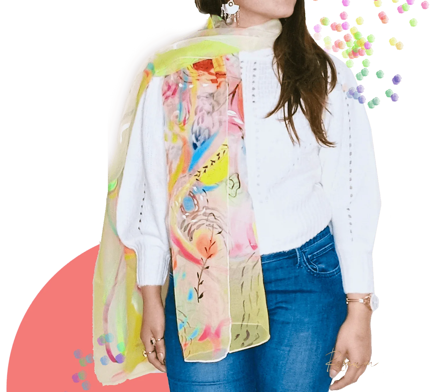Hand-painted scarf by Roseum